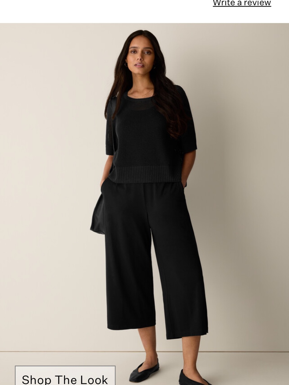 Eileen Fisher Black Wide-Leg Cropped Capris